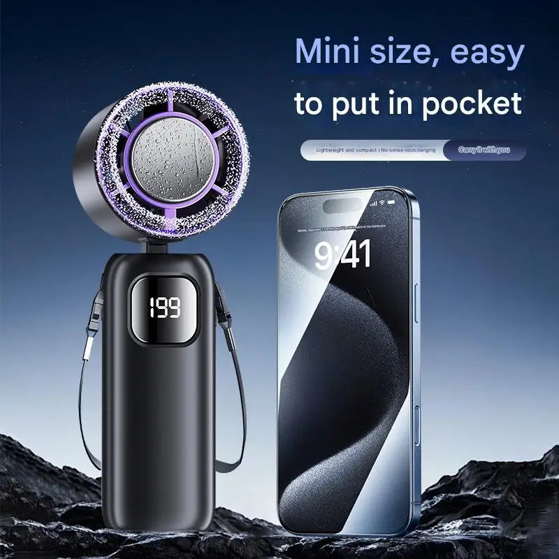 3000Mah Electric Fan Portable Turbo Fan Rechargeable Cooling Handheld Desktop Dual-Purpose Air Conditioner for Camping